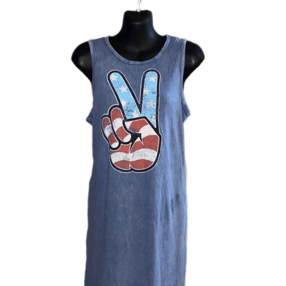 🆕 Mineral Wash Graphic Tank Dress - Peace - Picture 4 of 4
